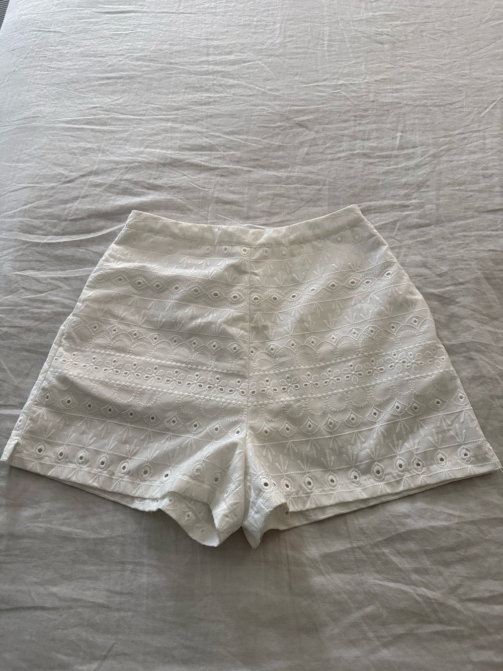 Francesca's Collections White Eyelet High-Waist Shorts